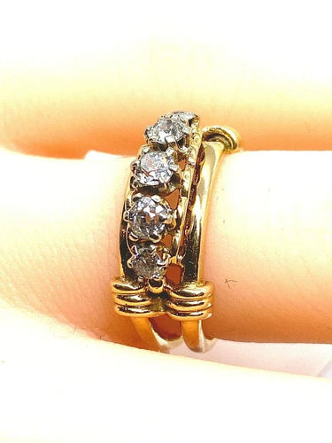 Bague 46 Bague en or jaune 18 carats avec 5 diamants 58 Facettes AB559