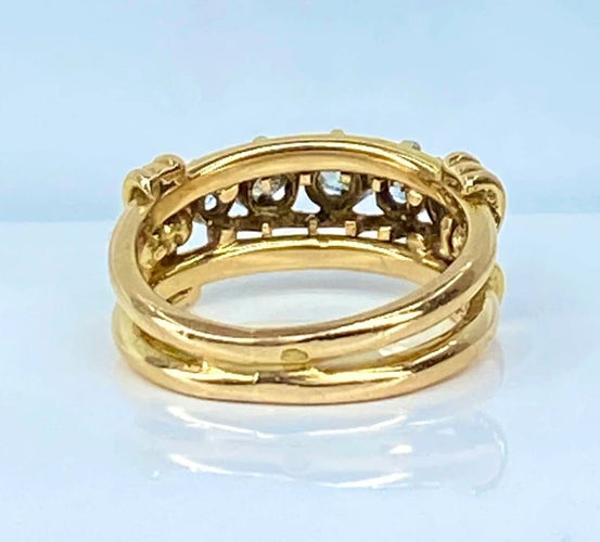 Bague 46 Bague en or jaune 18 carats avec 5 diamants 58 Facettes AB559