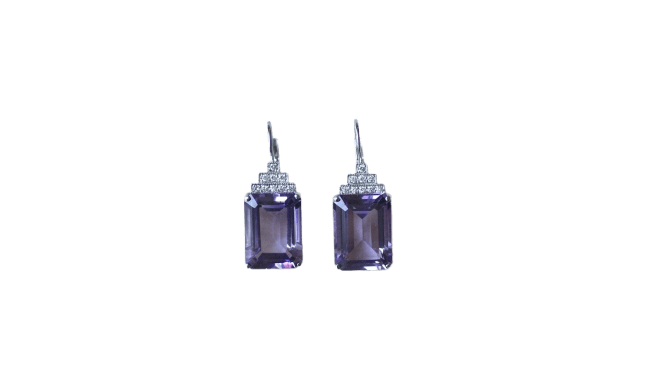 Boucles d'oreilles Boucles d'oreilles - Dormeuses Art déco en or blanc améthyste et diamants 58 Facettes
