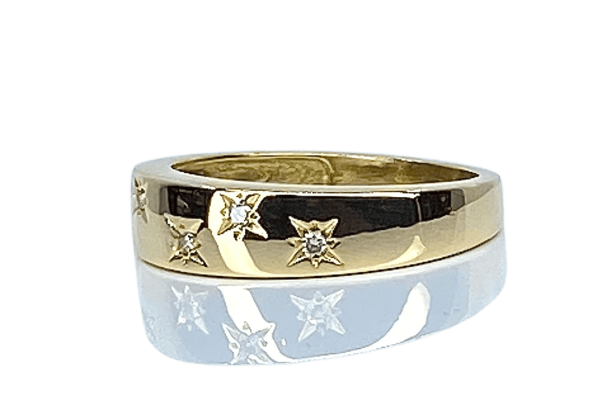 Bague 52 Bague en or jaune 18 carats sertie de 5 diamants 58 Facettes AB562