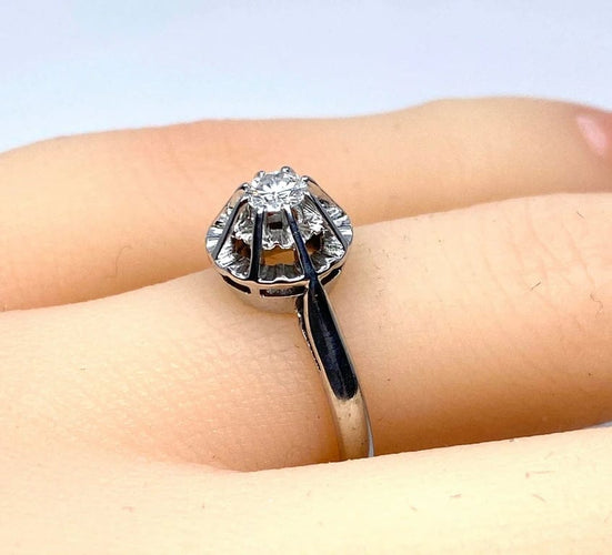 Bague 50 Bague solitaire diamant en or 18 carats et platine 58 Facettes AB560