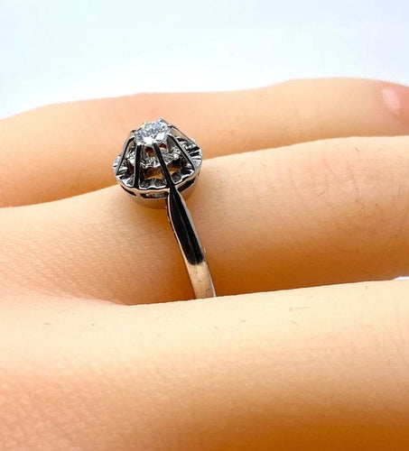 Bague 50 Bague solitaire diamant en or 18 carats et platine 58 Facettes AB560