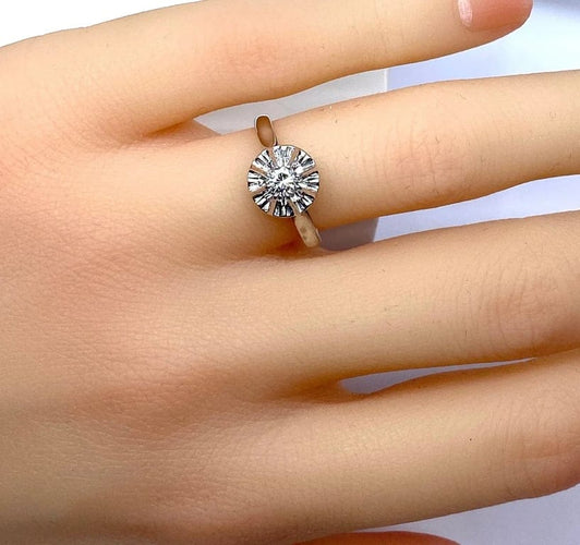 Bague 50 Bague solitaire diamant en or 18 carats et platine 58 Facettes AB560