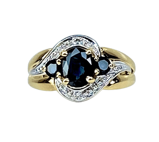 Bague 54 Bague jonc tourbillon en or jaune 18 carats, saphirs et diamants 58 Facettes AB575