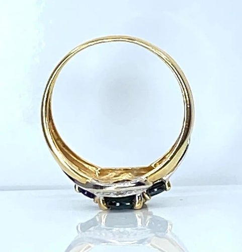 Bague 54 Bague jonc tourbillon en or jaune 18 carats, saphirs et diamants 58 Facettes AB575