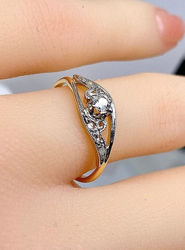Bague 50 Bague en or 18 carats avec diamant taille ancienne et diamants 58 Facettes AB570