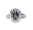 Bague 54 Bague marguerite en or blanc 18 carats avec saphir et diamants 58 Facettes AB576