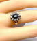 Bague 54 Bague marguerite en or blanc 18 carats avec saphir et diamants 58 Facettes AB576