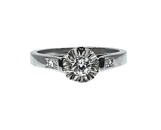 Bague 54 Bague solitaire en or blanc 18 carats et diamants 58 Facettes AB591bis