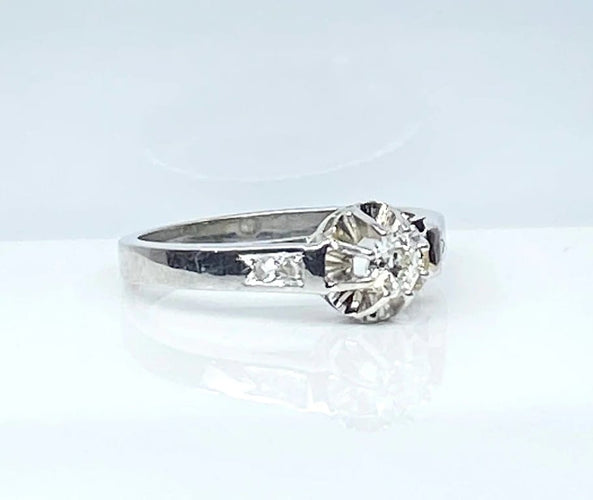 Bague 54 Bague solitaire en or blanc 18 carats et diamants 58 Facettes AB591bis