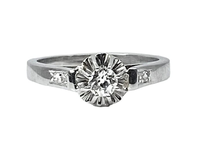 Bague 54 Bague solitaire en or blanc 18 carats et diamants 58 Facettes AB591bis