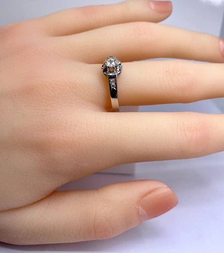 Bague 54 Bague solitaire en or blanc 18 carats et diamants 58 Facettes AB591bis