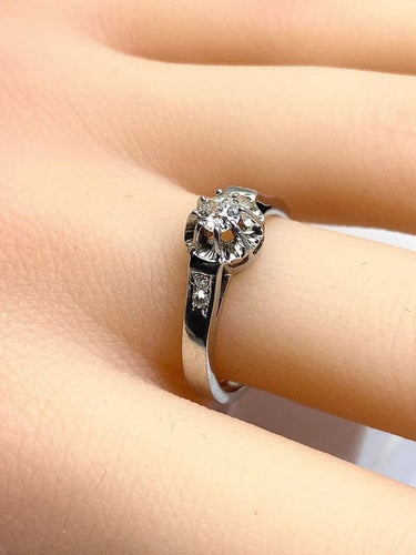 Bague 54 Bague solitaire en or blanc 18 carats et diamants 58 Facettes AB591bis