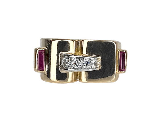 Bague 60 Bague Tank en or jaune 18 carats et diamants 58 Facettes AB603