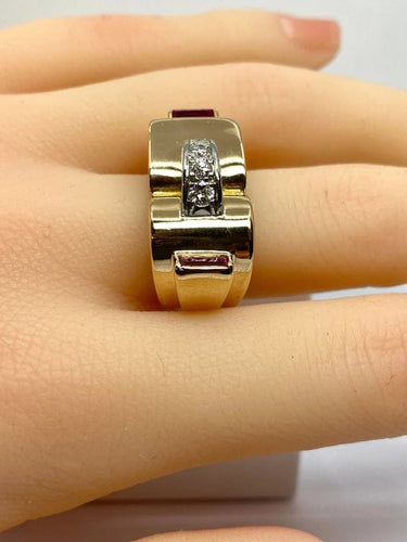 Bague 60 Bague Tank en or jaune 18 carats et diamants 58 Facettes AB603