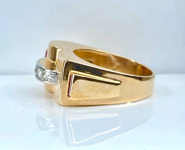 Bague 60 Bague Tank en or jaune 18 carats et diamants 58 Facettes AB603