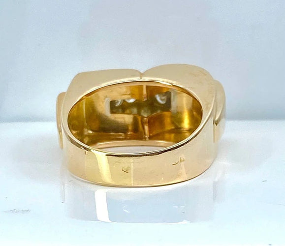 Bague 60 Bague Tank en or jaune 18 carats et diamants 58 Facettes AB603