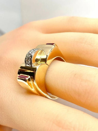 Bague 60 Bague Tank en or jaune 18 carats et diamants 58 Facettes AB603