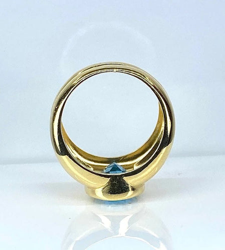 Bague 52 Bague jonc en or jaune 18 carats et topaze bleue 58 Facettes AB611