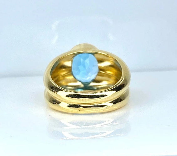 Bague 52 Bague jonc en or jaune 18 carats et topaze bleue 58 Facettes AB611