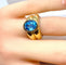 Bague 52 Bague jonc en or jaune 18 carats et topaze bleue 58 Facettes AB611