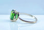 Bague 49 Bague en or blanc 18 carats à tourmaline verte 58 Facettes AB614