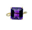 Bague 47 Bague en or jaune 18 carats avec améthyste carrée 58 Facettes AB616