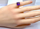 Bague 47 Bague en or jaune 18 carats avec améthyste carrée 58 Facettes AB616