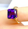 Bague 47 Bague en or jaune 18 carats avec améthyste carrée 58 Facettes AB616