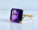 Bague 47 Bague en or jaune 18 carats avec améthyste carrée 58 Facettes AB616