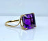 Bague 47 Bague en or jaune 18 carats avec améthyste carrée 58 Facettes AB616