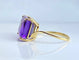 Bague 47 Bague en or jaune 18 carats avec améthyste carrée 58 Facettes AB616
