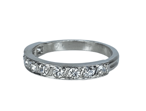 Bague 50 Demi-alliance - Bague en platine et diamants 58 Facettes AB615