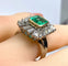 Bague 51 Bague émeraude et diamants baguette en or jaune 18 carats et platine 58 Facettes AB619