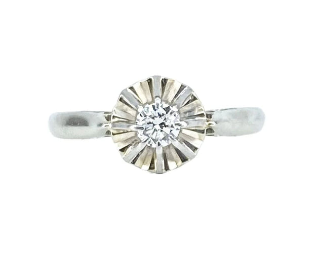 Bague 54 Bague solitaire en or blanc 18 carats et platine avec diamant 0,10 ct 58 Facettes AB622
