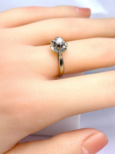 Bague 54 Bague solitaire en or blanc 18 carats et platine avec diamant 0,10 ct 58 Facettes AB622