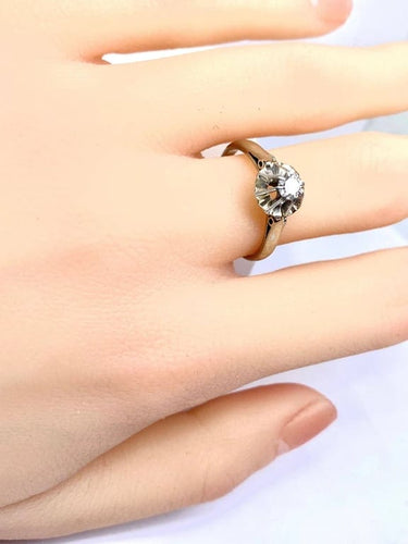 Bague 54 Bague solitaire en or blanc 18 carats et platine avec diamant 0,10 ct 58 Facettes AB622