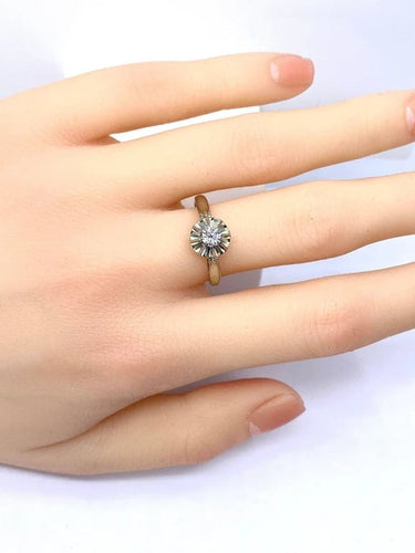 Bague 54 Bague solitaire en or blanc 18 carats et platine avec diamant 0,10 ct 58 Facettes AB622