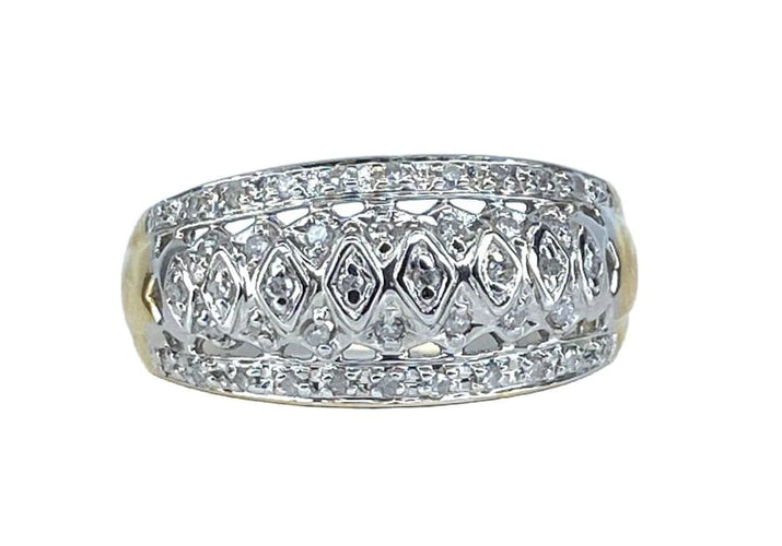 Bague 57 Bague jonc bandeau en or jaune 18 carats et diamants 58 Facettes AB624