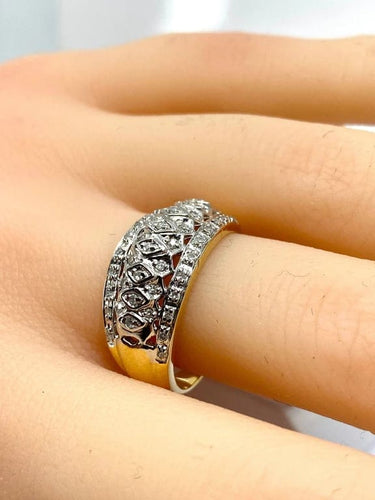 Bague 57 Bague jonc bandeau en or jaune 18 carats et diamants 58 Facettes AB624