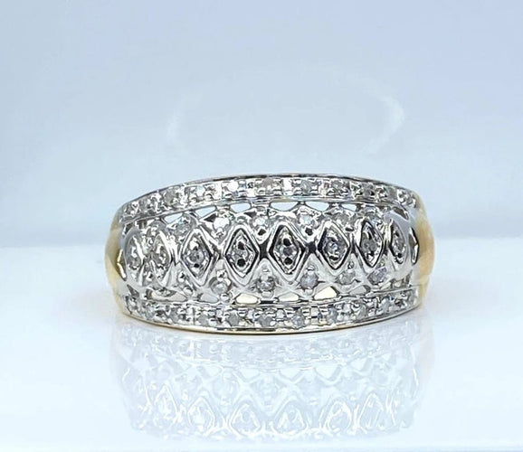 Bague 57 Bague jonc bandeau en or jaune 18 carats et diamants 58 Facettes AB624