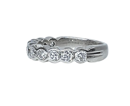 Bague 49 Demi-alliance - Bague en or blanc 18 carats et diamants 58 Facettes AB635