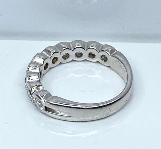 Bague 49 Demi-alliance - Bague en or blanc 18 carats et diamants 58 Facettes AB635