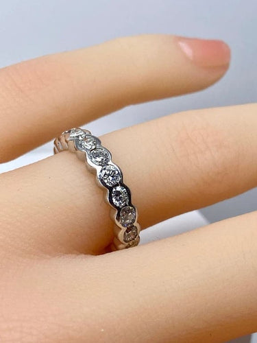 Bague 49 Demi-alliance - Bague en or blanc 18 carats et diamants 58 Facettes AB635