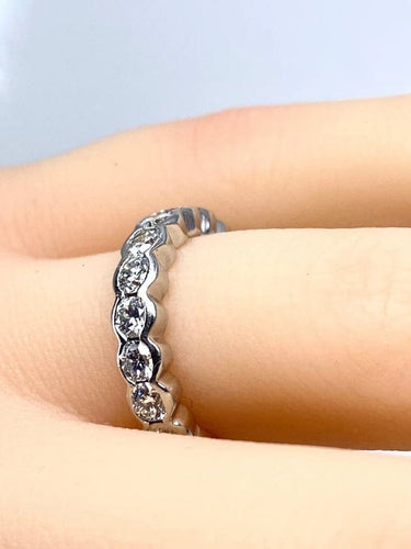 Bague 49 Demi-alliance - Bague en or blanc 18 carats et diamants 58 Facettes AB635