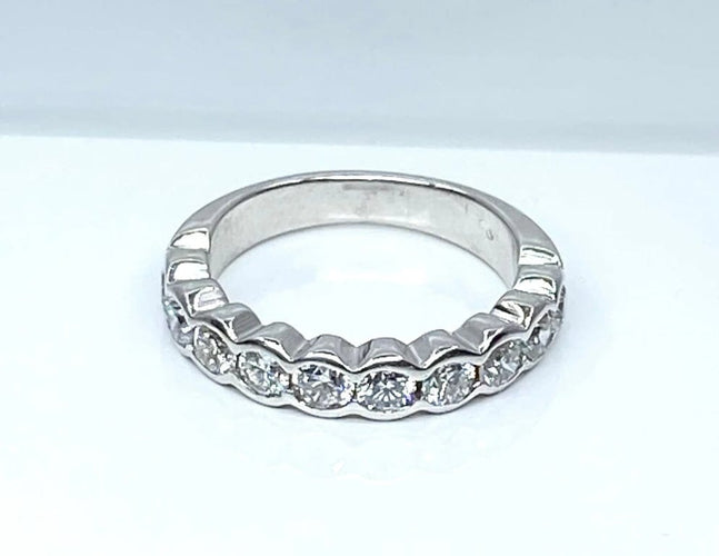 Bague 49 Demi-alliance - Bague en or blanc 18 carats et diamants 58 Facettes AB635