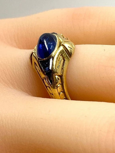 Bague 54 Bague Art déco en or jaune 18 carats avec saphirs 58 Facettes AB666