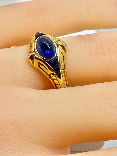 Bague 54 Bague Art déco en or jaune 18 carats avec saphirs 58 Facettes AB666