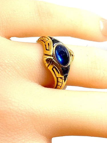 Bague 54 Bague Art déco en or jaune 18 carats avec saphirs 58 Facettes AB666