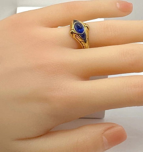 Bague 54 Bague Art déco en or jaune 18 carats avec saphirs 58 Facettes AB666